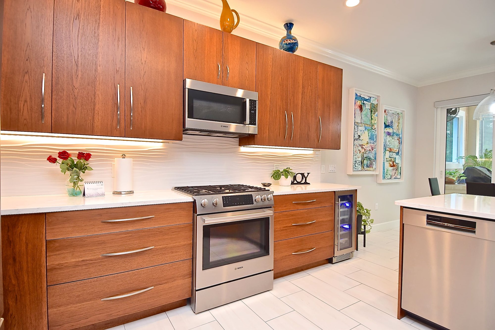 Updated Mid Century Modern Natural Warm Wood Kitchen Cabinets in Sarasota Kitchen Remodel