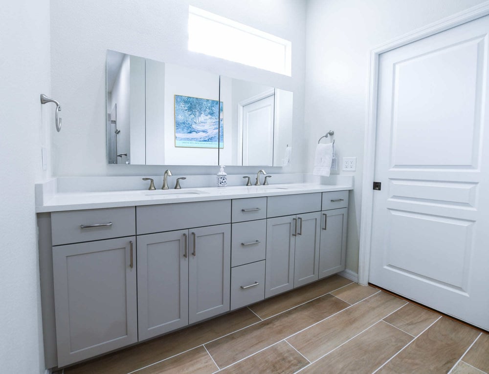 Master Bathroom Remodel with Double Vanity and Tiled Floor