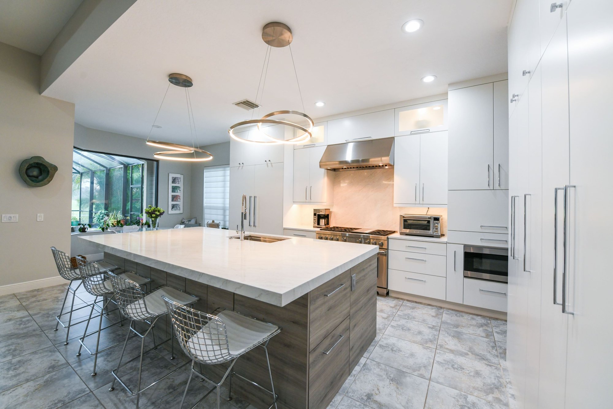 White Flat Front Kitchen Cabinets in Sarasota Kitchen Remodel