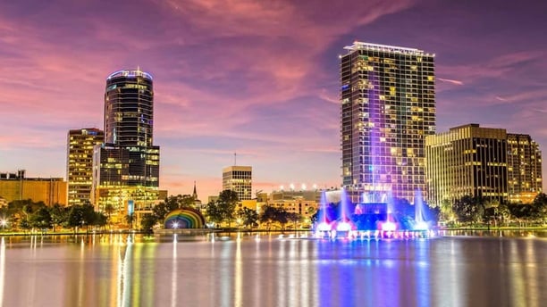 orlando florida dusk city skyline