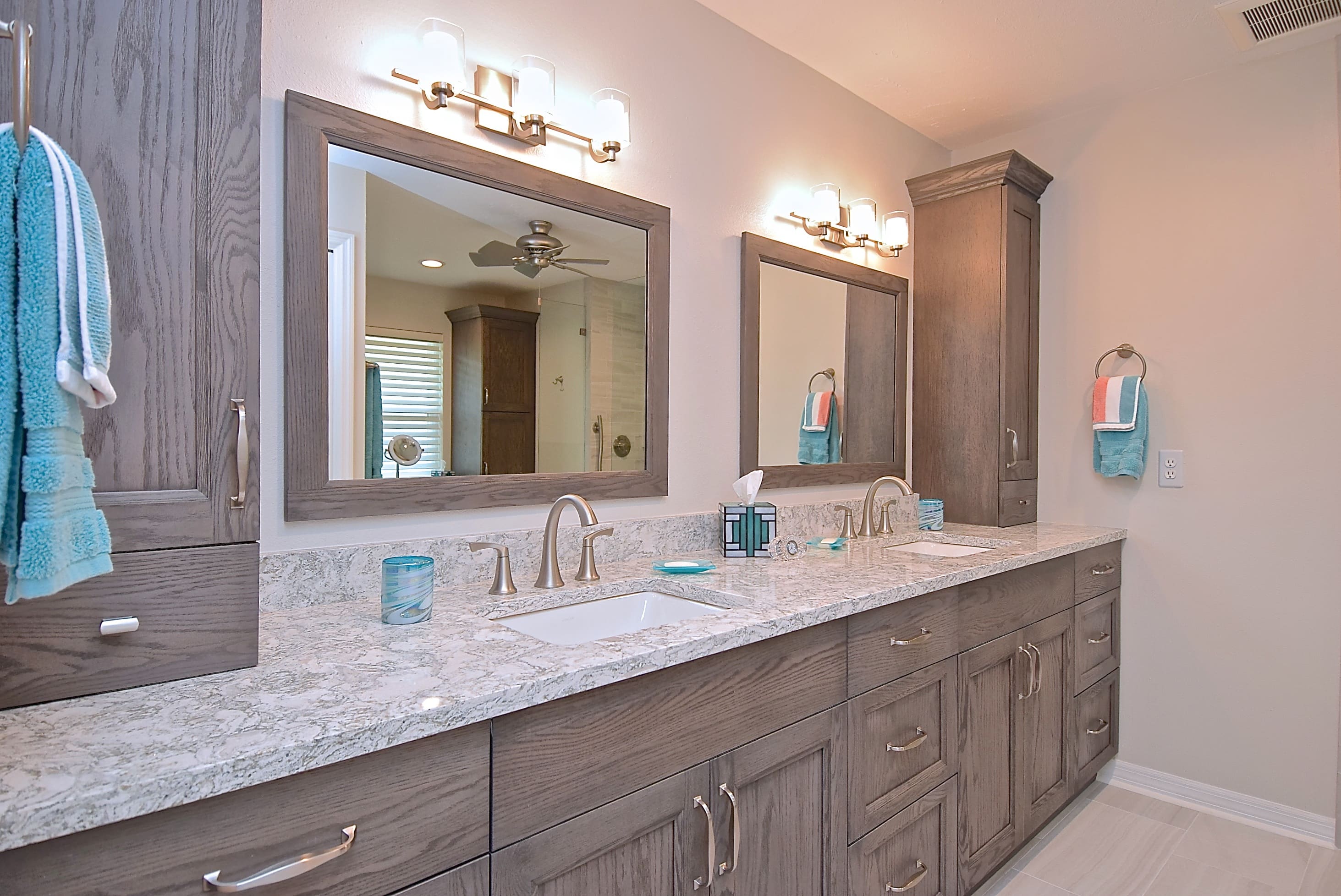 Double Vanity with Two Mirrors in Bathroom Renovation in Bradenton