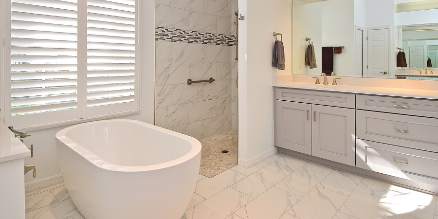 Soaking Tub and Shower in Remodeled Bathroom